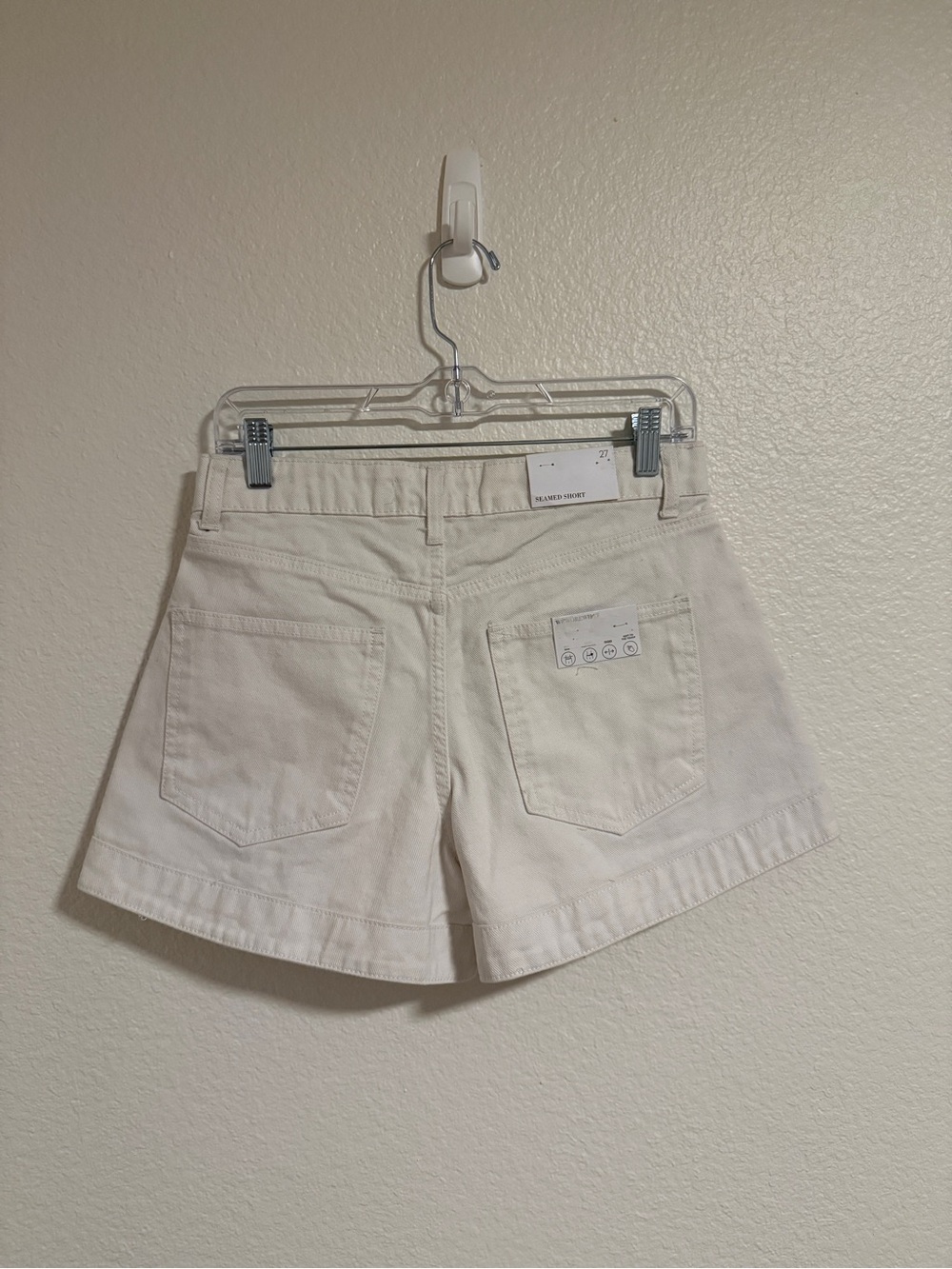 High-Waist White Denim Shorts WeWoreWhat with Button Front - Picture 4 of 14